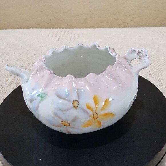 1900's Dainty Antique Hand Painted Daisy Flower Pinch Top Hair Catch Bowl Vanity - Picture 6 of 17